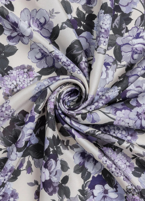 Hydrangea Garden Krem-Mor Tivil İpek Eşarp 90x90