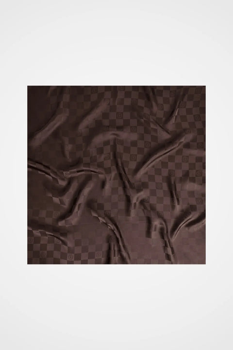 Jakar Monogram Acı Kahve Tivil İpek Eşarp 90x90