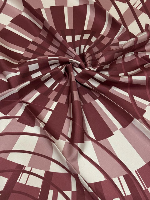 Exclusive Optik Bordo-Krem Tivil İpek Eşarp 90x90