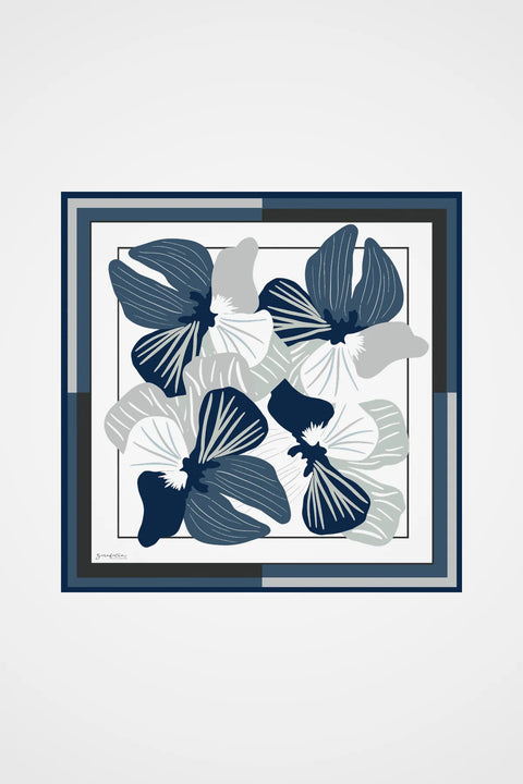 Odd Flower Desen İpek Twill Eşarp 90x90