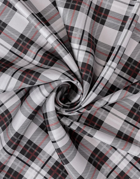 Tartan Desen Gri-Antrasit Tivil İpek Eşarp