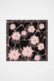 Lotus Desen Siyah Pembe Tivil İpek Eşarp 90x90
