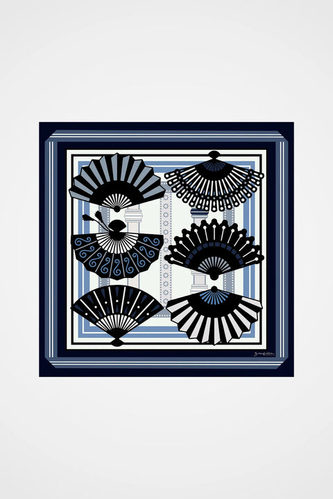 Exclusive Sensu Lacivert-Sİyah Tivil İpek Eşarp 90x90